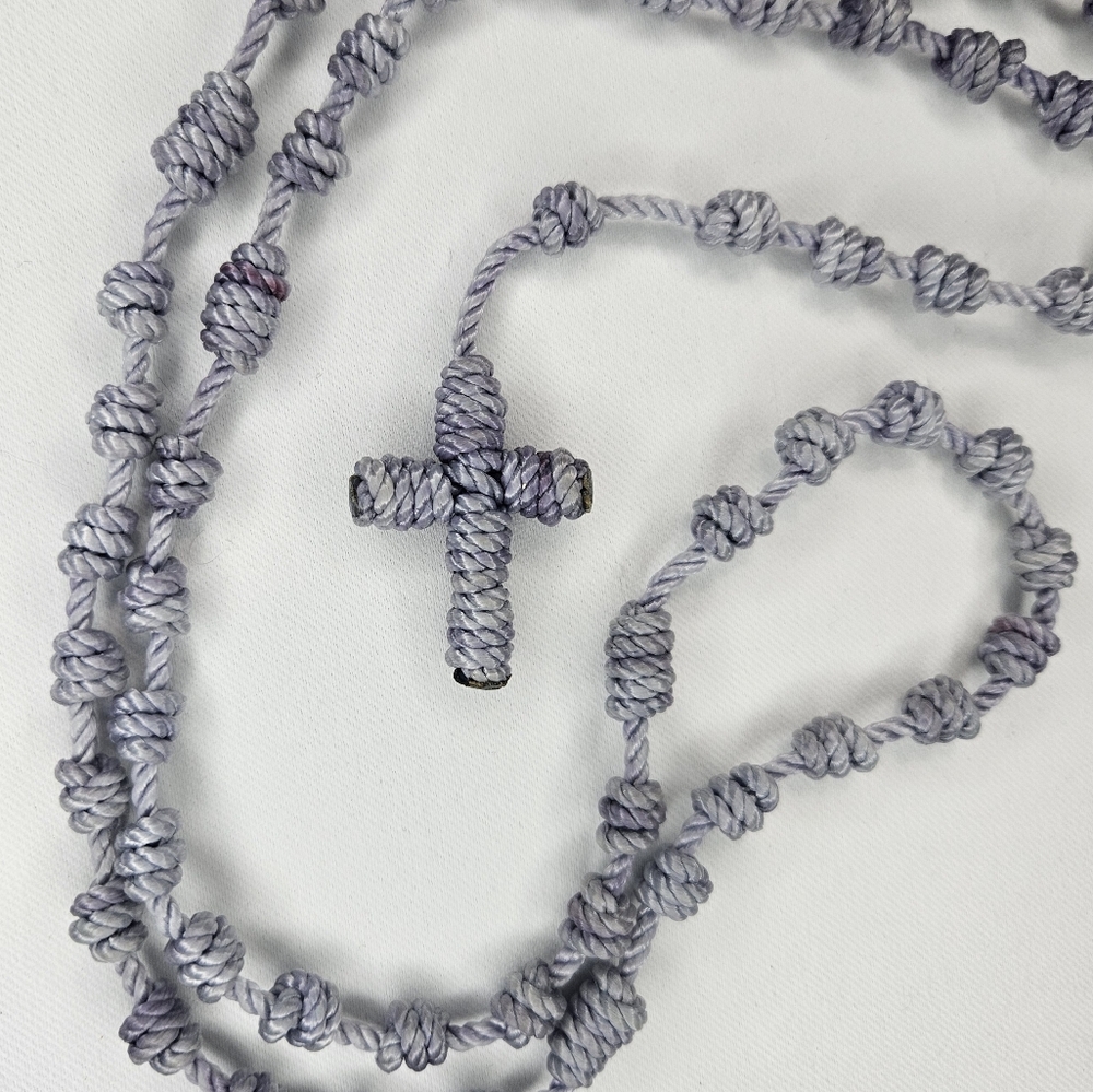 Knotted Rosary, Lavendar, Handcrafted